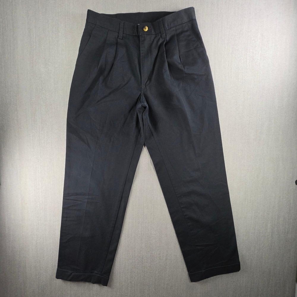 Timber Creek by Wrangler Pleated Chinos Mens 32x30 Black Cotton Straight Leg